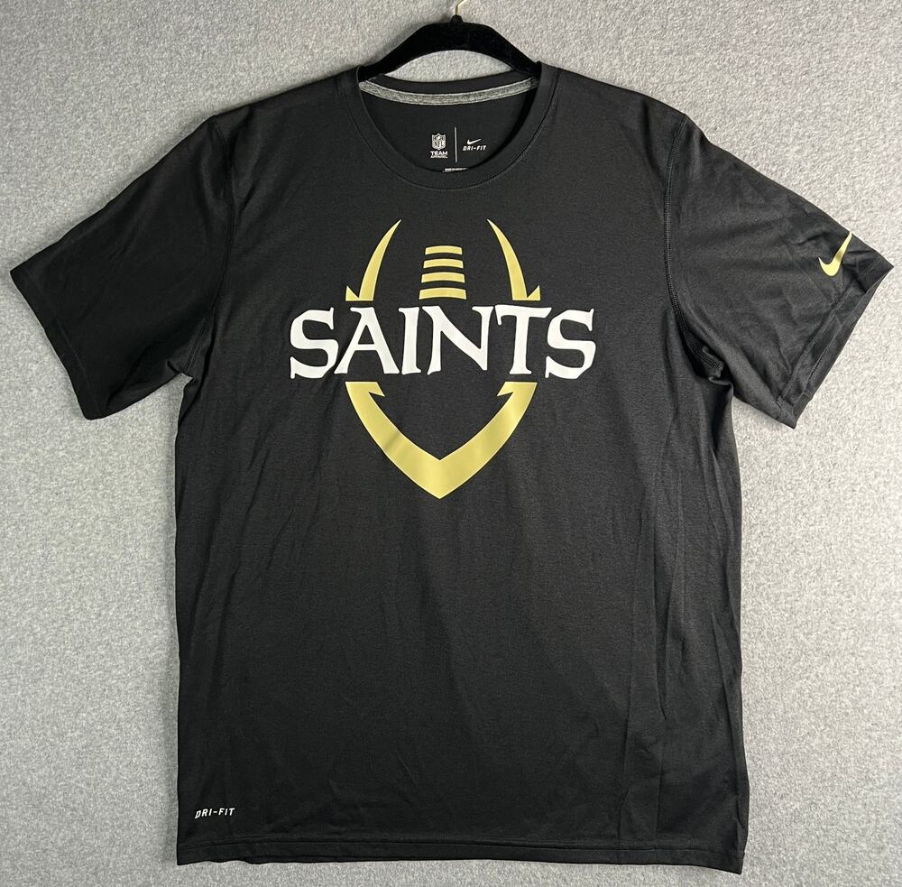 Nike Dri-FIT New Orleans Saints Shirt Mens Large Black NFL Team Apparel Tee